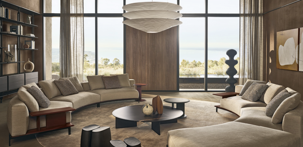 Poliform Brera sofa and Mush coffee table