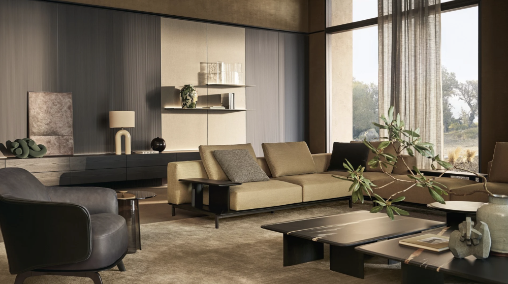 Poliform Brera sofa and Mush coffee table